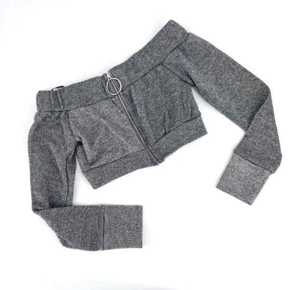 Fashion‎ Nova Women's Takin Back My Love Crop Top Metallic Gray Size Small NWT - Picture 2 of 8